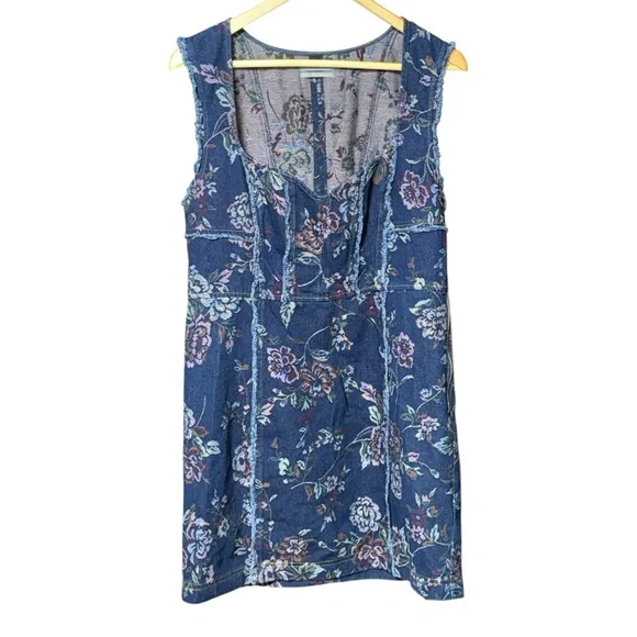 URBAN OUTFITTERS Scarlett Floral Embroidered Denim Sweetheart Mini Dress XL - Picture 2 of 12
